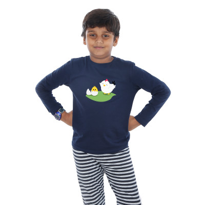 Blue Full Sleeve Boys Pyjama - Eggy